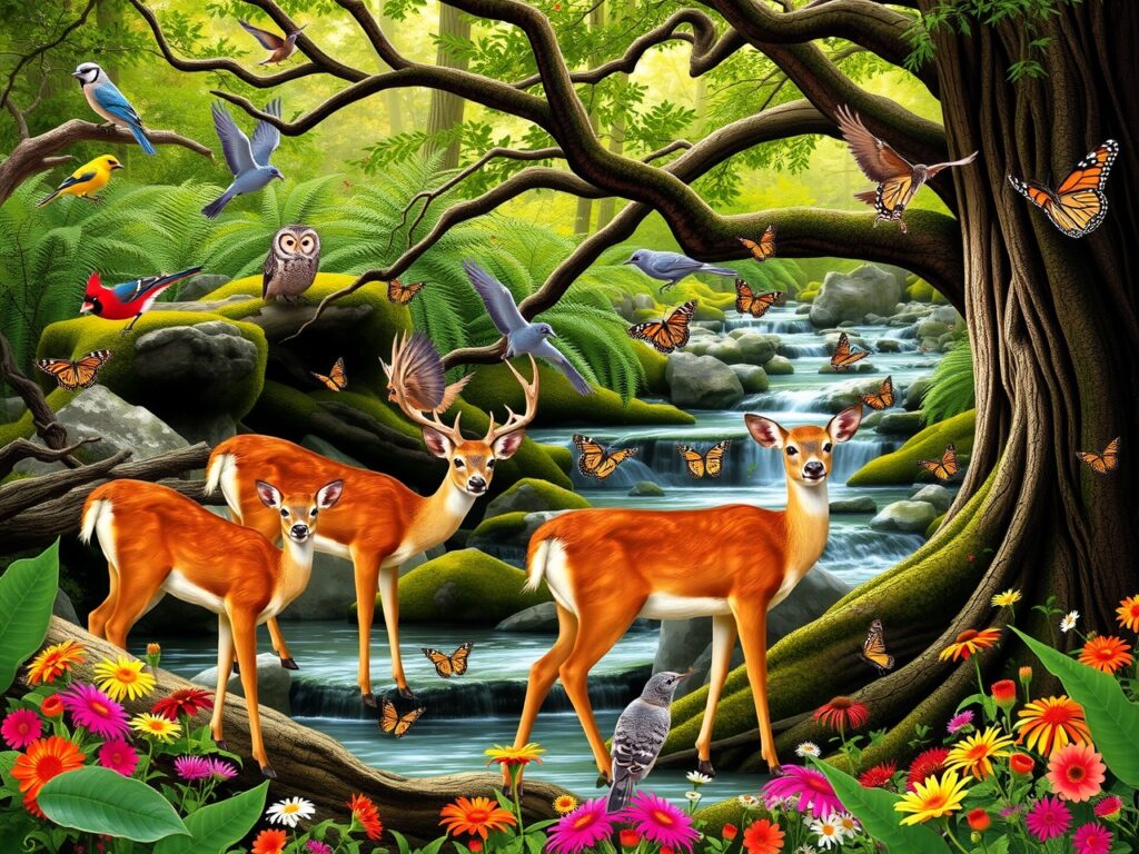 Majestic Wildlife in Lush Green Forest – free AI stock image