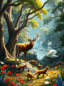 Majestic Wildlife in Serene Nature Landscape – free AI stock image