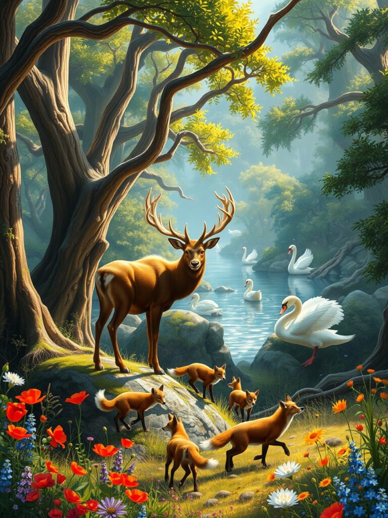 Majestic Wildlife in Serene Nature Landscape – free AI stock image