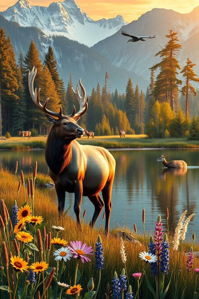 Majestic Wildlife in Their Natural Habitat – free AI stock image