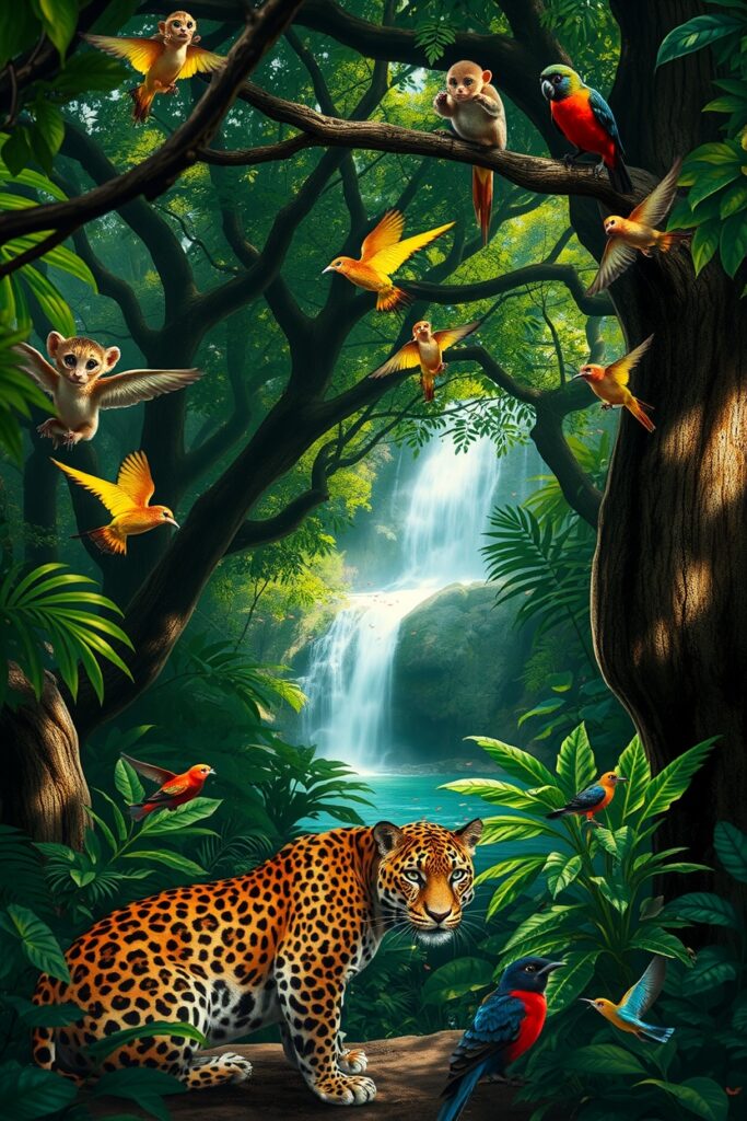 Majestic Wildlife in Vibrant Jungle – free AI stock image