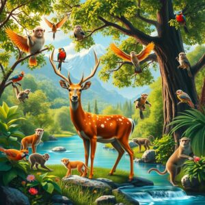 Majestic Wildlife in Vibrant Natural Habitat – free AI stock image