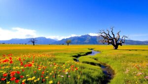 Meadow Serenity in Pointillism – free AI stock image