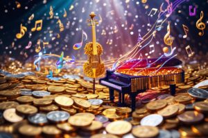 Melodic Abundance of Musical Notes and Coins – free AI stock image