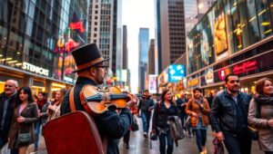 Melody in the City Lights – free AI stock image