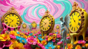 Melted Time in a Dream Garden – free AI stock image