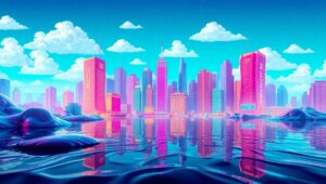 Melting Cityscape in Glitch – free AI stock image