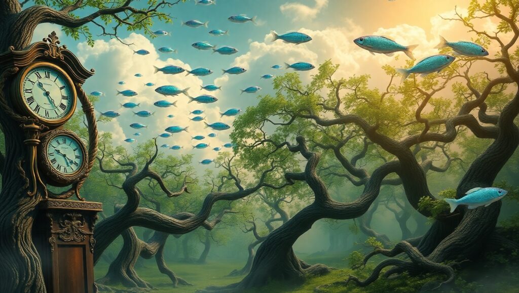 Melting Clocks in a Dreamscape – free AI stock image