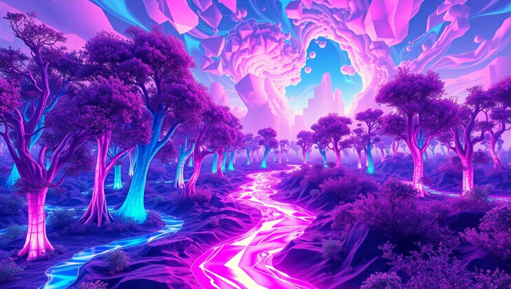 Melting Landscapes of Glitch – free AI stock image