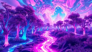 Melting Landscapes of Glitch – free AI stock image