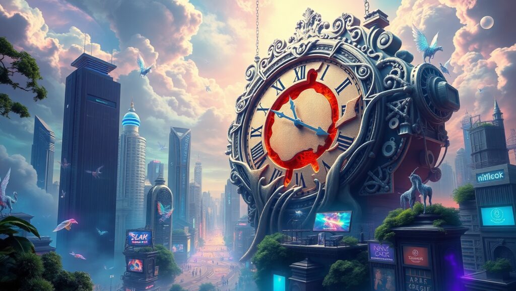 Melting Time in a Dream City – free AI stock image