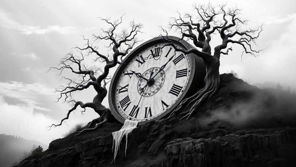 Melting Time in Monochrome – free AI stock image