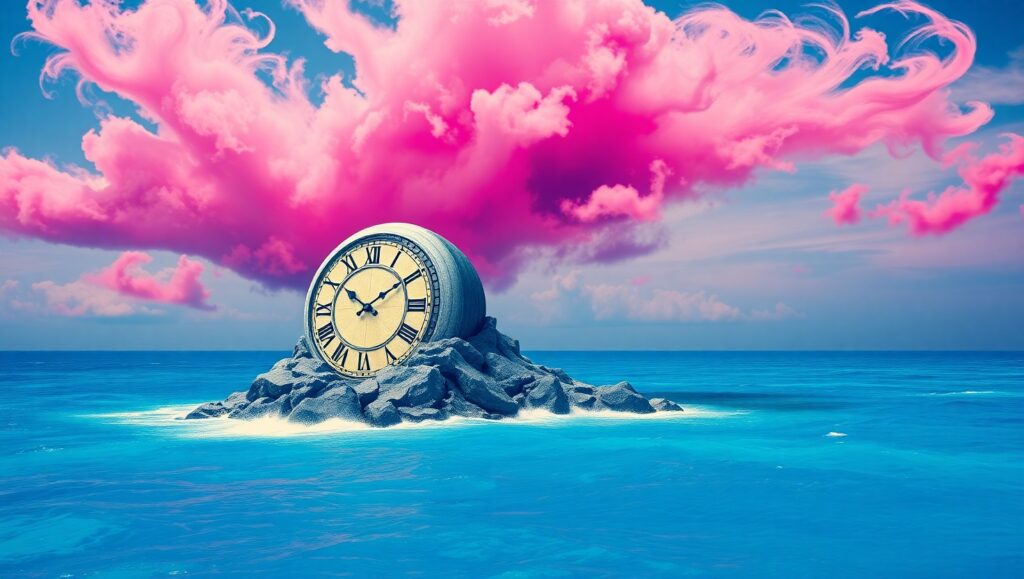 Melting Time Over Ocean Waves – free AI stock image