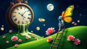 Melting Time Under Cosmic Wonders – free AI stock image