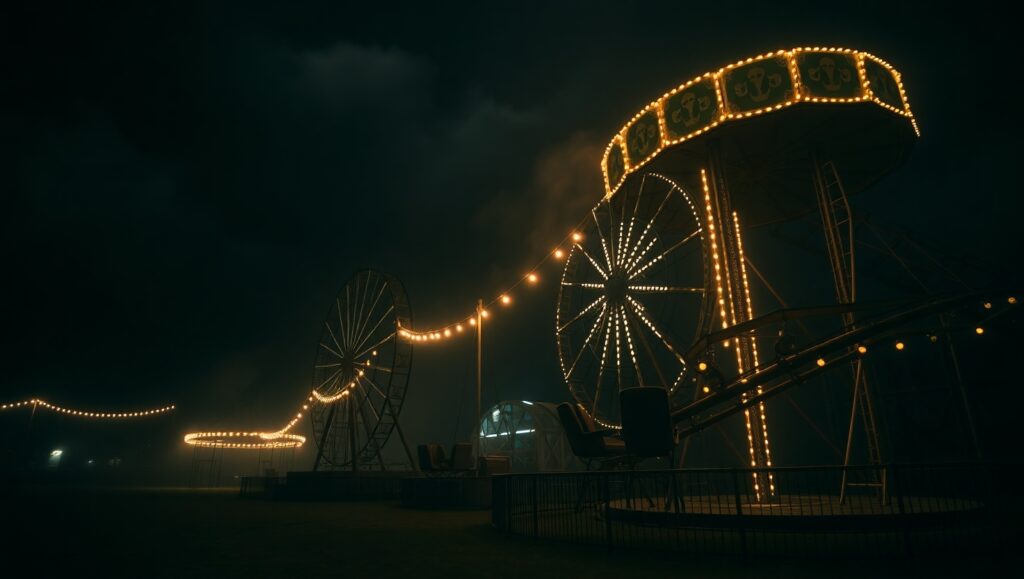 Midnight Haunt at the Carnival – free AI stock image