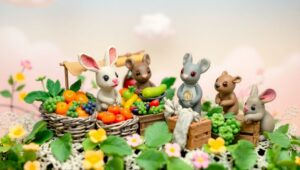Miniature Clay Market – free AI stock image