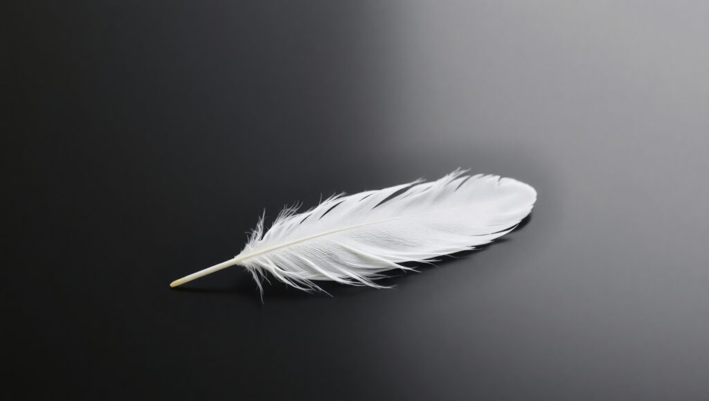 Minimalist Feather on Dark Surface – free AI stock image