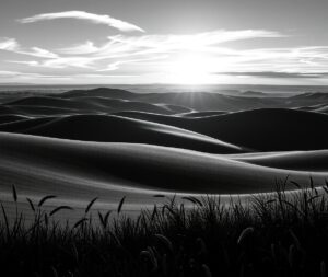 Minimalist Monochrome Landscape at Dusk – free AI stock image