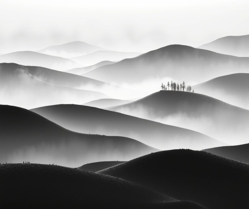Minimalistic Monochrome Abstract Landscape – free AI stock image