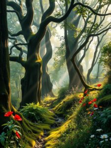 Misty Embrace of the Enchanted Forest – free AI stock image