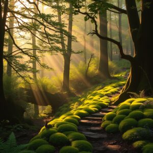 Misty Enchantment in a Lush Forest – free AI stock image