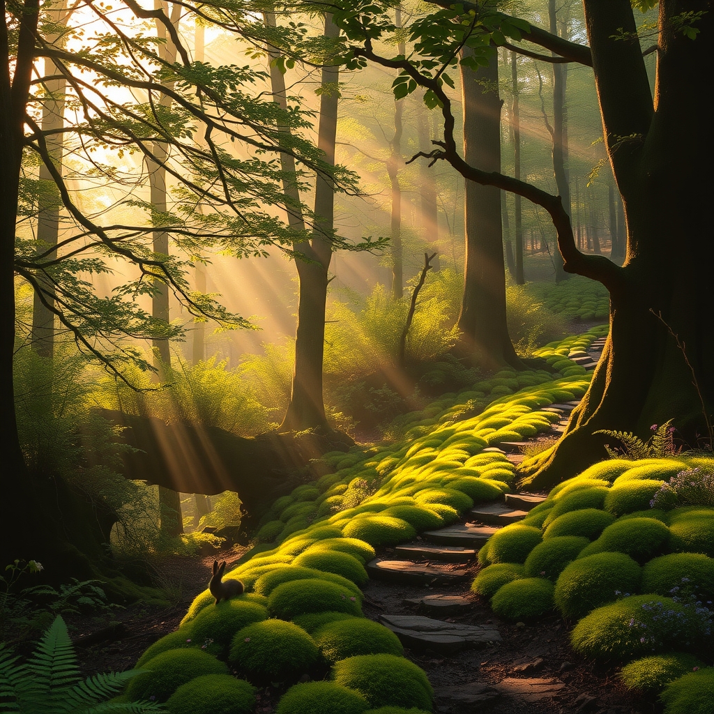 Misty Enchantment in a Lush Forest – free AI stock image