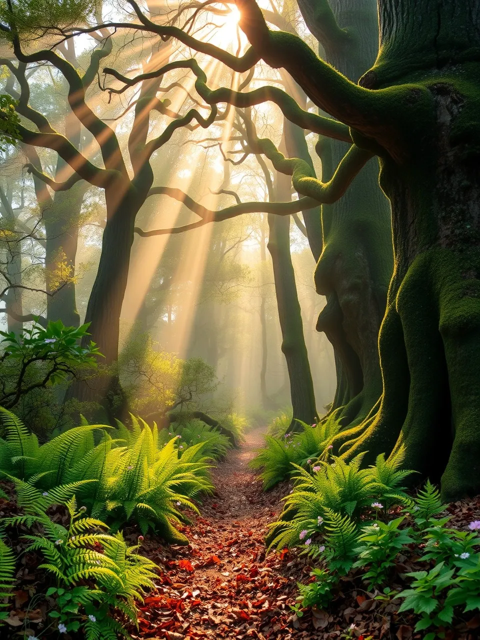 Misty Morning in a Enchanted Forest