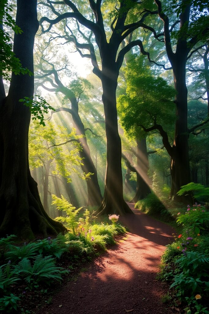Misty Morning in the Enchanted Forest – free AI stock image