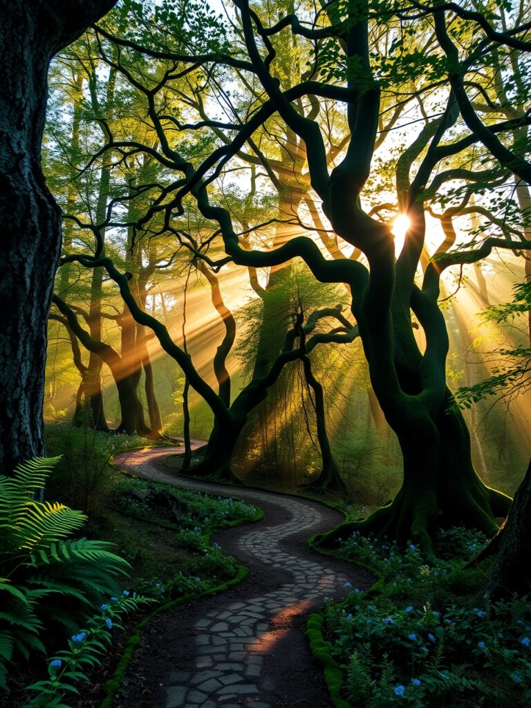 Misty Morning in the Enchanted Forest – free AI stock image