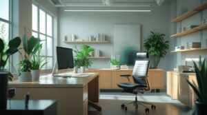 Modern Minimalist Office Workspace Design – free AI stock image