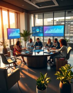 Modern Office Collaboration with Smart Technology – free AI stock image