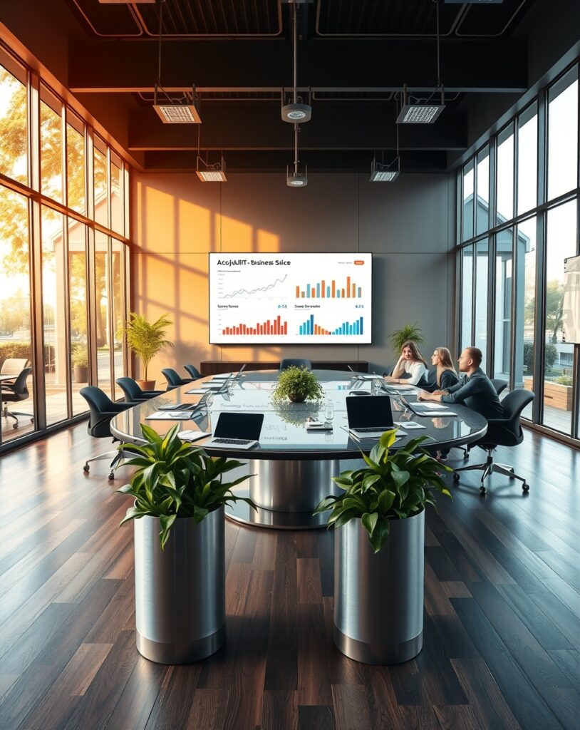 Modern Office Conference on Business Strategy – free AI stock image