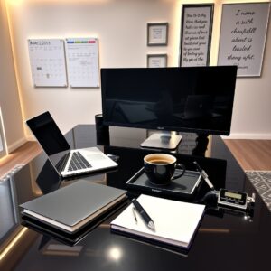 Modern Office Desk with Business Essentials – free AI stock image