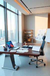 Modern Office Environment with Business Tools – free AI stock image