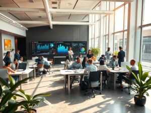 Modern Office Environment with Technology and Strategy – free AI stock image