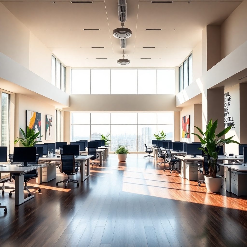 Modern Office Landscape with Technology – free AI stock image