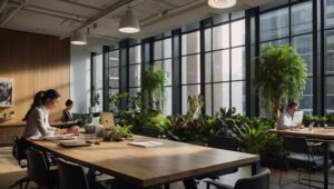 Modern Office Setup with Business Professionals – free AI stock image