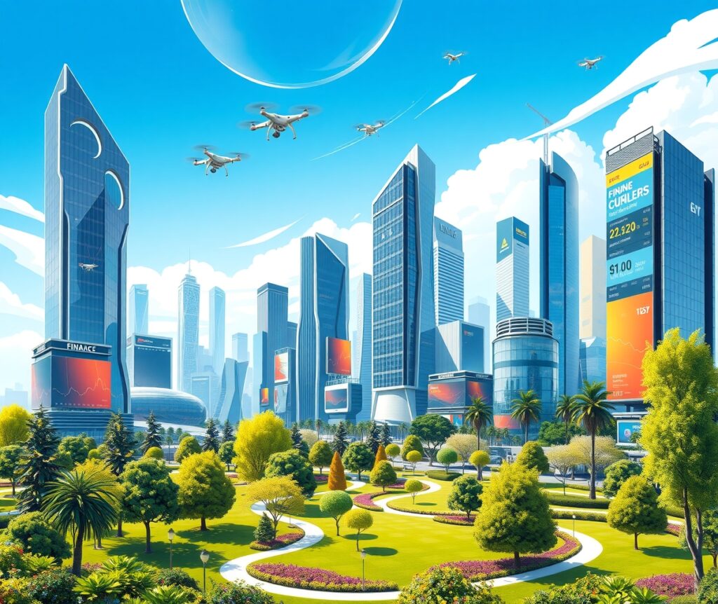 Modern Office Skyline with Technology Integration – free AI stock image