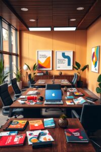 Modern Office Space with Business Collateral – free AI stock image