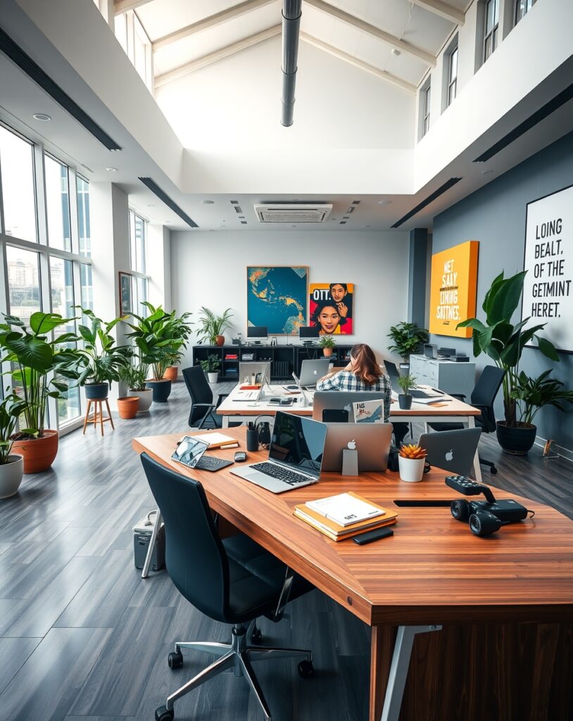 Modern Office Space with Business Essentials – free AI stock image
