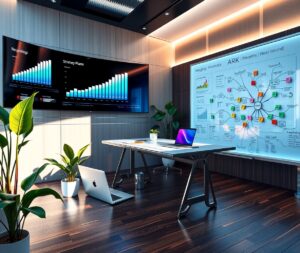 Modern Office Space with Business Graphics – free AI stock image