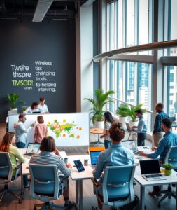 Modern Office Space with Business Teams – free AI stock image