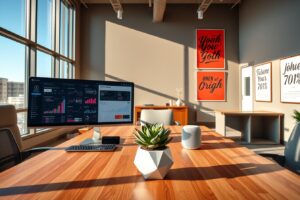 Modern Office Space with Business Tools – free AI stock image