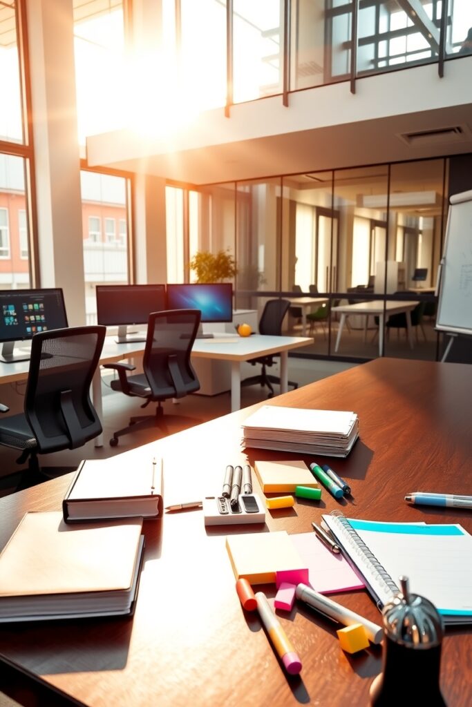 Modern Office Space with Business Tools – free AI stock image