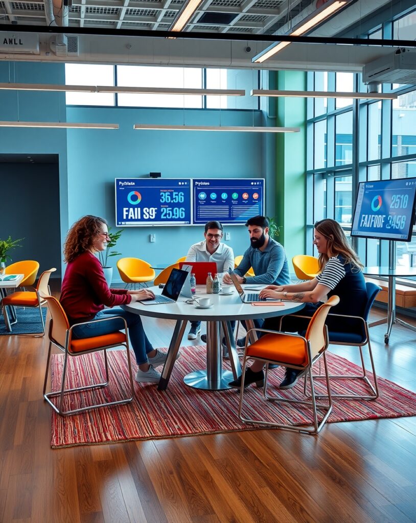 Modern Office Space with Collaboration Areas – free AI stock image