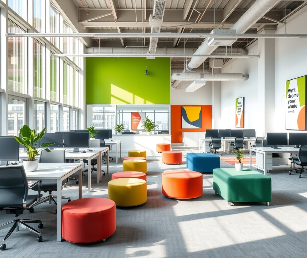 Modern Office Space with Collaborative Areas – free AI stock image