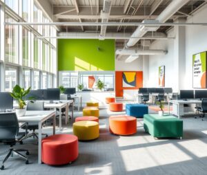 Modern Office Space with Collaborative Areas – free AI stock image