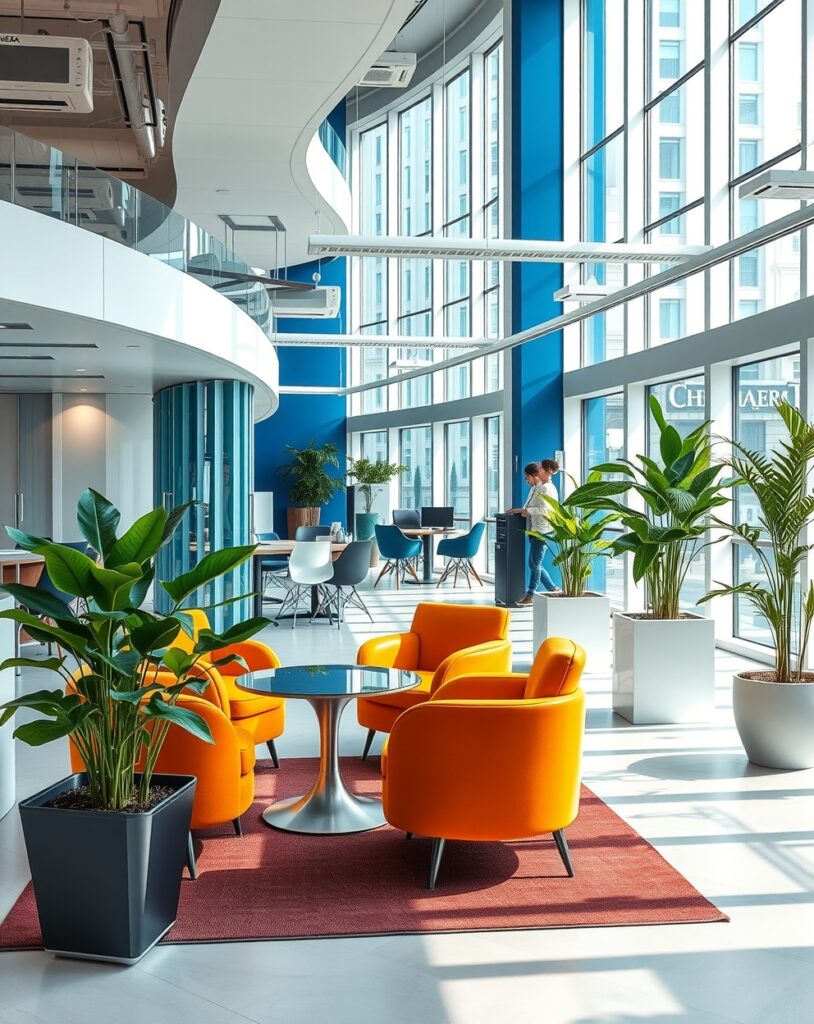 Modern Office Space with Collaborative Areas – free AI stock image