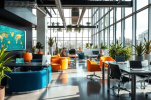 Modern Office Space with Collaborative Atmosphere – free AI stock image