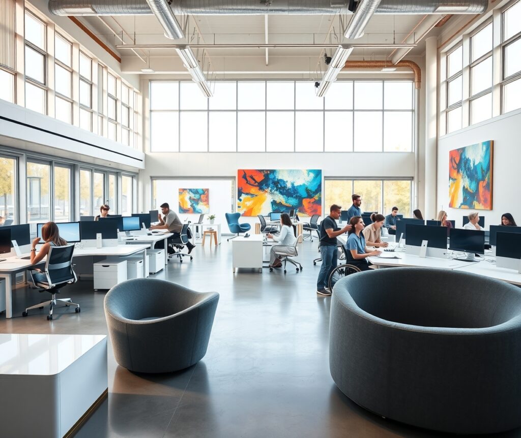 Modern Office Space with Collaborative Design – free AI stock image